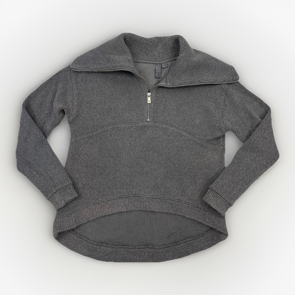 Sweaty Betty Restful Boucle Half Zip Pullover Gray Textured Sz XS Fits *Sz Small